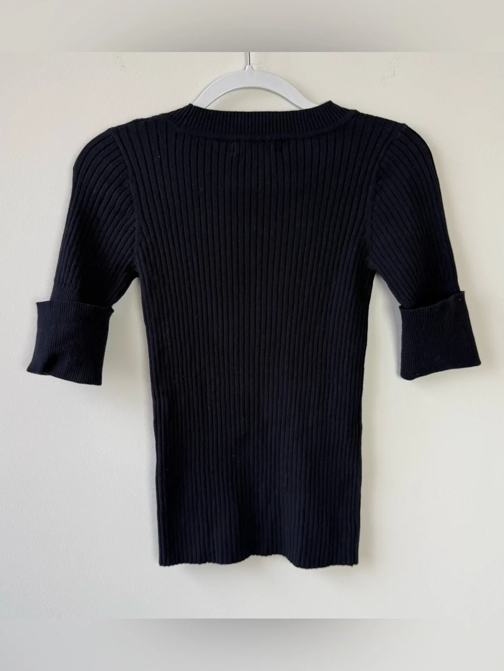 Sandro Short Sleeve Ribbed Sweater Navy Blue - Picture 3 of 6